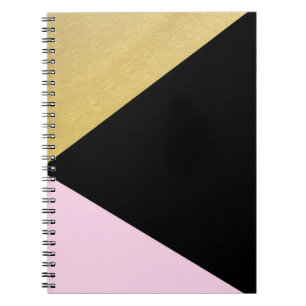 Zwart Goud & Roze Kleurblok Mod Glam Driehoeken Notitieboek