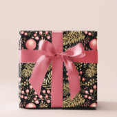  zwart goud & roze | Ornamenten Botanisch Cadeaupapier