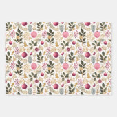 zwart goud & roze | Ornamenten Botanisch Inpakpapier Vel (Voorkant 2)