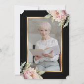 Zwart Goud Roze pioenroos Fotoviering van het Leve Kaart (Achterkant)