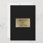  zwart goud roze rose bloemenbruiloft kaart (Achterkant)