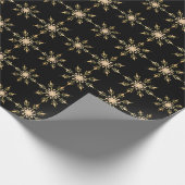 Zwart Goud Roze Sneeuwvlok Kerstpatroon Cadeaupapier (Hoek)