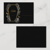 Zwart & Goud Rozen Coffin Gothic Wedding Flat Plaatskaartje (Voorkant / Achterkant)