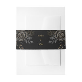 Zwart & Goud Rozen Coffin Gotische bruiloft Uitnodigingen Wikkel