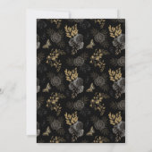 Zwart & Goud Rozen Kist Gotisch Elegant Bruiloft Kaart (Achterkant)