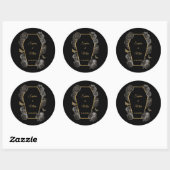 Zwart & Goud Rozen Kist Gotisch Elegant Bruiloft Ronde Sticker (Vel)