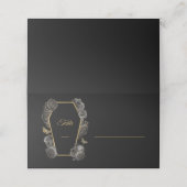 Zwart & Goud Rozen Kist Gotische bruiloft Gevouwen Plaatskaartje (Buitenkant ongevouwen)