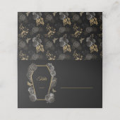 Zwart & Goud Rozen Kist Gotische Trouwpatroon Plaatskaartje (Buitenkant ongevouwen)