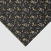 Zwart & Goud Rozen Vlinders Gotische Glitter Tissuepapier (Detail)