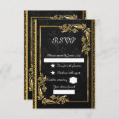 Zwart-goud RSVP Kaartje (Voorkant / Achterkant)