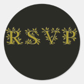 ZWART GOUD RSVP RONDE STICKER (Voorkant)