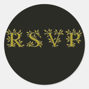ZWART GOUD RSVP RONDE STICKER