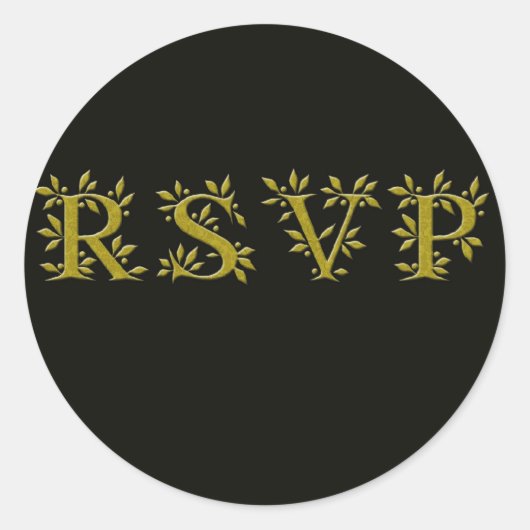 ZWART GOUD RSVP RONDE STICKER (Voorkant)