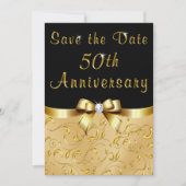 Zwart, Goud Save the Date 50ste huwelijksverjaarda Kaart (Voorkant)