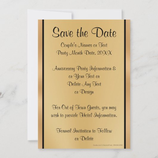 Zwart, Goud Save the Date 50ste huwelijksverjaarda Kaart (Achterkant)