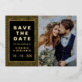 Zwart Goud Save The Date Folie Fotokaart Folie Uitnodiging