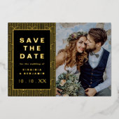 Zwart Goud Save The Date Folie Fotokaart Uitnodiging (Voorkant)