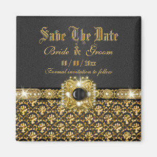 Zwart goud "save the date" is een tende bruiloft magneet