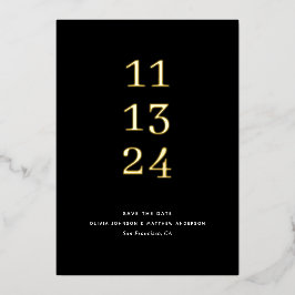 Zwart & Goud Save the Date. Moderne Elegante Trouw Folie Uitnodiging