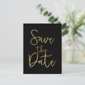 Zwart & Goud SAVE THE DATE Script Type Briefkaart (Staand voorkant)