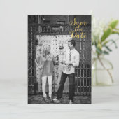 Zwart & Goud Save the Date Typografie Kaart (Staand voorkant)