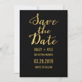 Zwart & Goud Save the Date Typografie Kaart (Achterkant)
