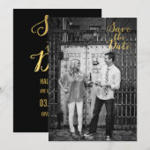 Zwart & Goud Save the Date Typografie Kaart (Voorkant / Achterkant)