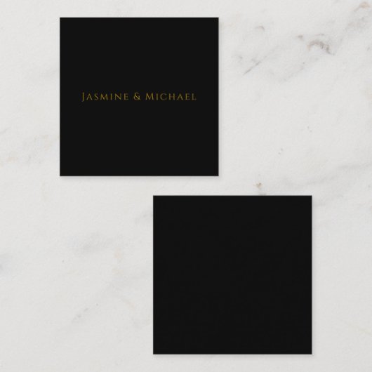 Zwart & Goud Schattig Minimalistisch Eigen Naam Informatiekaartje (Voorkant / Achterkant)