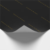 Zwart & Goud Schattigee Minimalistische Eigen Naam Cadeaupapier (Hoek)