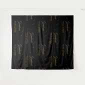 Zwart & Goud Schrift Stap & Herhaal Afstudeerfeest Wandkleed (Voorkant (horizontaal))