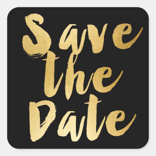Zwart & Goud Schrift Type SAVE THE DATE Sticker (Voorkant)