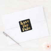 Zwart & Goud Schrift Type SAVE THE DATE Sticker (Envelop)