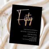 Zwart goud script budget 50e verjaardag uitnodigin