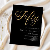Zwart goud script budget 50e verjaardag uitnodigin