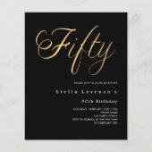 Zwart goud script budget 50e verjaardag uitnodigin (Voorkant)