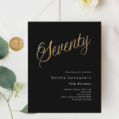 Zwart goud script budget 70e verjaardag uitnodigin