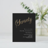 Zwart goud script budget 70e verjaardag uitnodigin (Staand voorkant)