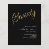 Zwart goud script budget 70e verjaardag uitnodigin (Voorkant)