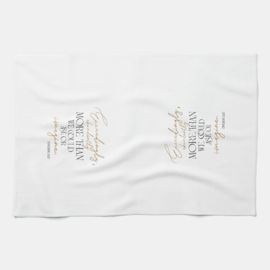 Zwart Goud Script Efeziërs 3:20 Bijbel Verse Theedoek (Horizontaal)