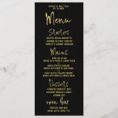 Zwart & Goud Script Kalligrafie Classic Wedding Menu (Voorkant)