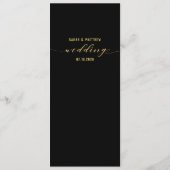 Zwart & Goud Script Kalligrafie Classic Wedding Menu (Achterkant)
