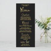Zwart & Goud Script Kalligrafie Classic Wedding Menu (Staand voorkant)