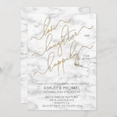 Zwart Goud Script Marmeren Repetitie Diner Uitnodi Kaart (Voorkant / Achterkant)