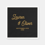 Zwart Goud Script minimalistische bruiloft Servet (Voorkant)