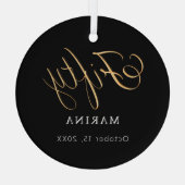 Zwart goud script naam 50e verjaardag glas ornament (Achterkant)