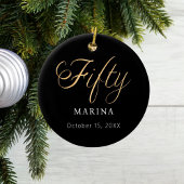 Zwart goud script naam 50e verjaardag keramisch ornament