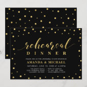 Zwart & Goud Script Oefenbruiloft Dinner Uitnodigi Kaart (Voorkant / Achterkant)