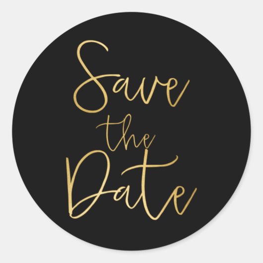 Zwart & Goud Script Type SAVE THE DATE Sticker (Voorkant)