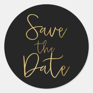 Zwart & Goud Script Type SAVE THE DATE Sticker
