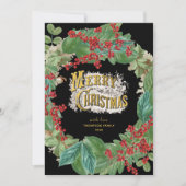 Zwart Goud Script Vakantie Vrolijk Kerstfeest Kaar Feestdagenkaart (Voorkant)